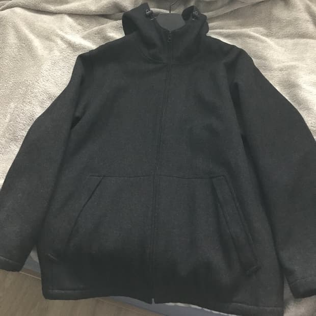 유니클로 모직 후드 코트 XL사이즈 차콜 