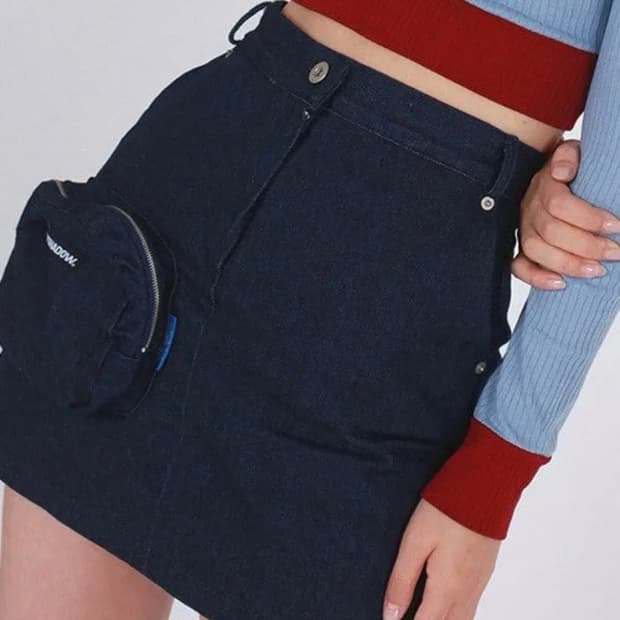 반택포) 어글리쉐도우 포켓 데님 스커트 POCKET SKIRT(NAVY)