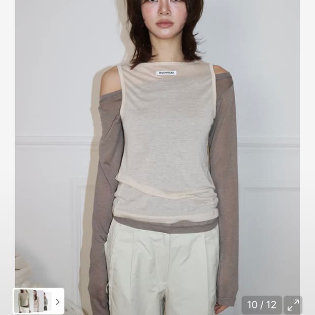 민더리 2WAY SHEER LAYERED TOP - BEIGE
