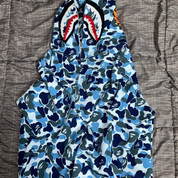 베이프 블루카모 후드집업 2xl