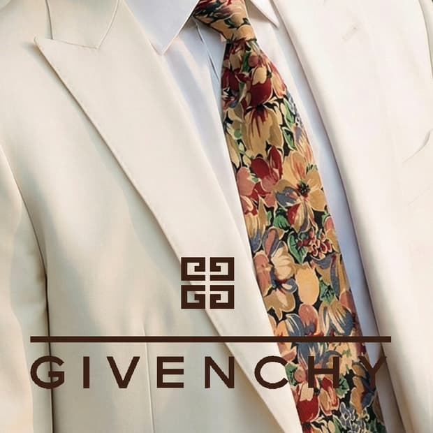 지방시 실크 브라운 플로럴 패턴 넥타이 9.6cm A등급 A19618
