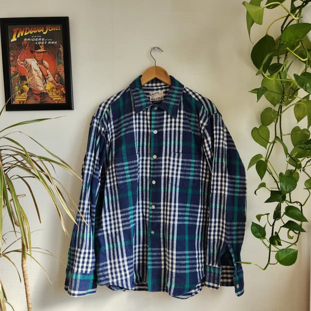 80s Golden key 헤비 플란넬 오픈카라 셔츠(USAmade)