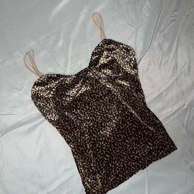 ✨vintage leopard velvet sleeveless y2k✨