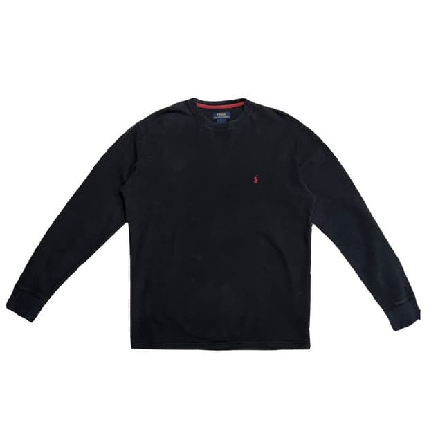 POLO RALPH LAUREN 블랙 와플 긴팔 맨투맨 L