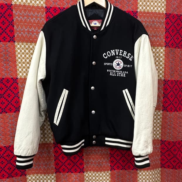 90s 컨버스 올스타 스타디움 자켓 블랙 화이트 m