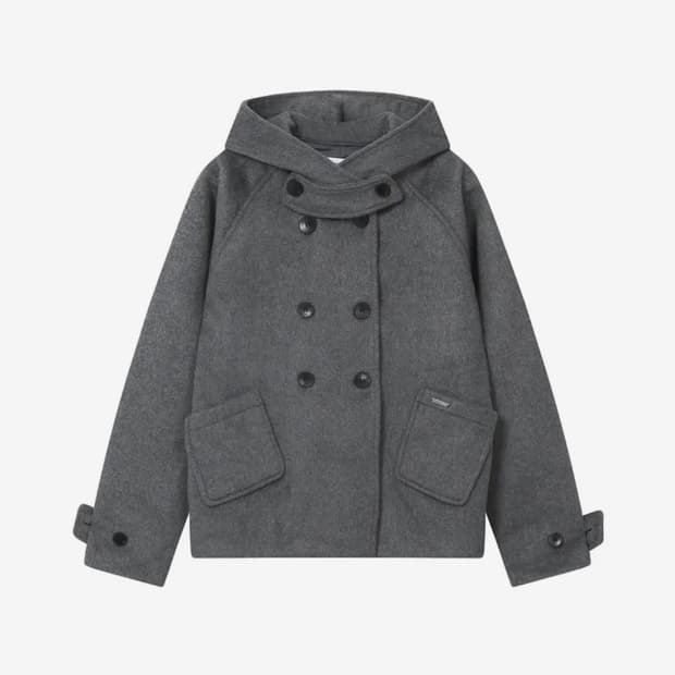 미세키서울 후디 더플 코트 버튼 코트 차콜