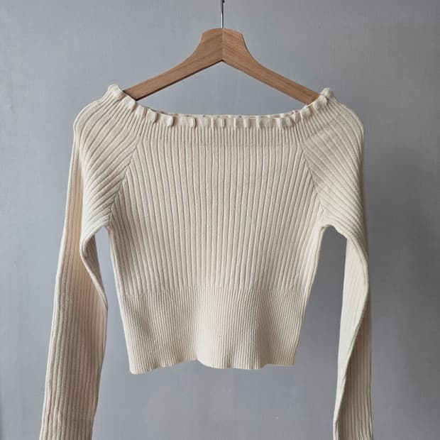 FREE'S MART 크림 골지 보트넥 니트