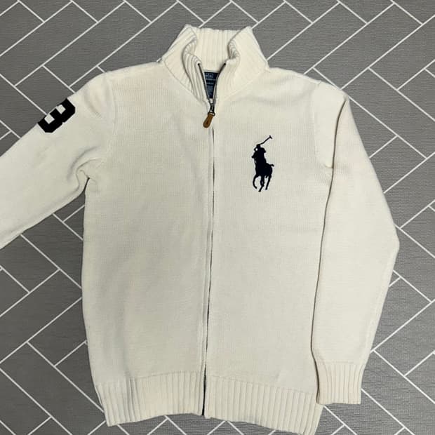 폴로 빅포니 니트집업 아이보리