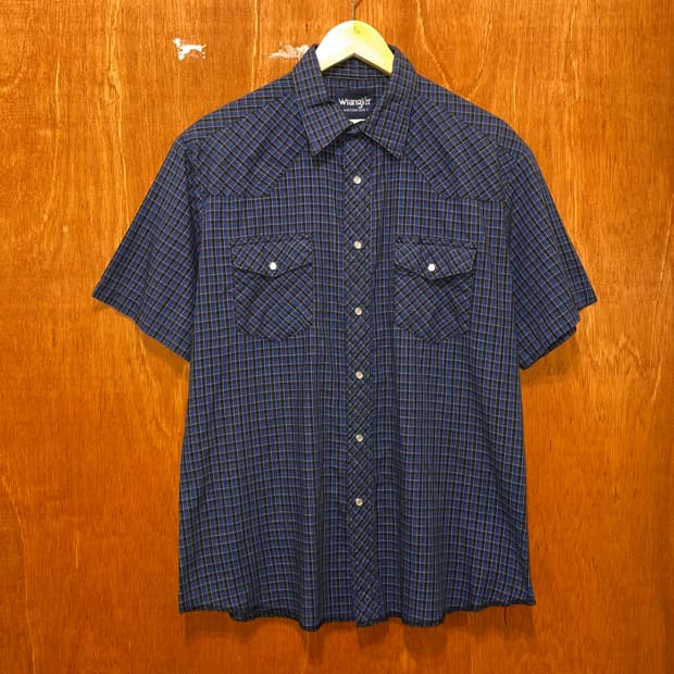 (L) Wrangler 랭글러 체크 웨스턴 반팔 셔츠