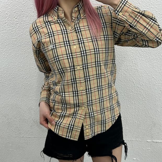 버버리 노바체크 셔츠 S