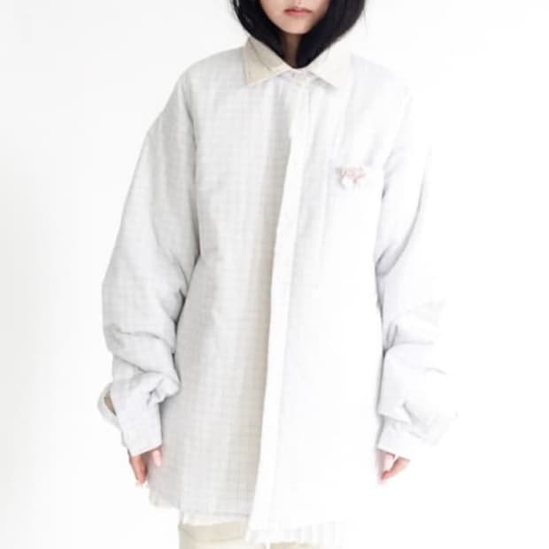 (판매) 샵페어리 패디드 코지 패턴 셔츠 (크림)