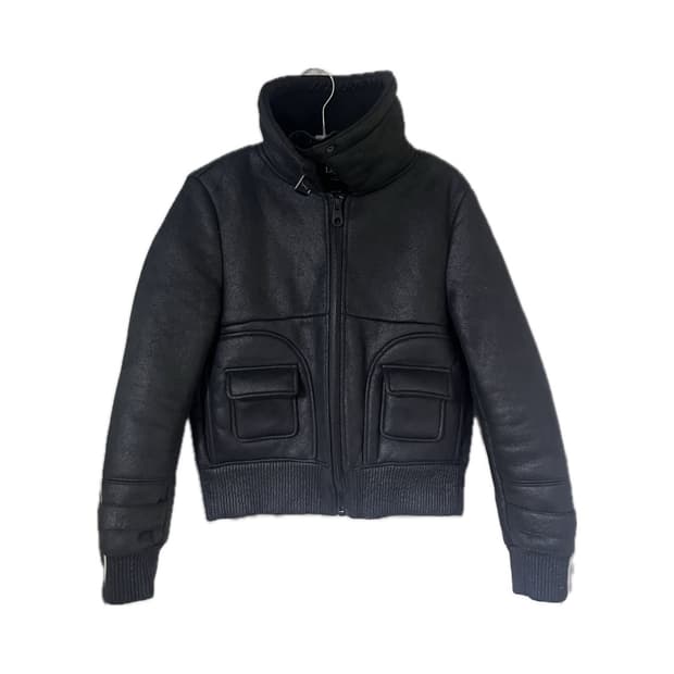 무스탕 자켓 아우터 크롭 블랙 락시크 펑크 갸루 y2k 나나 