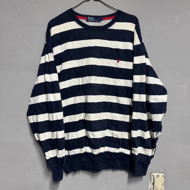 폴로 스트라이프 맨투맨 L