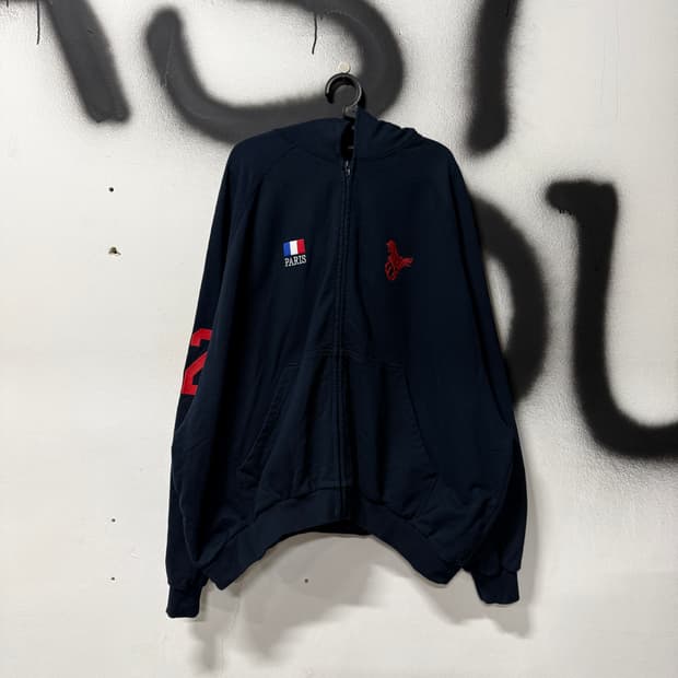 감정서O 발렌시아가 클린 폴로 파리 빈티지 로고 22 집업 후디