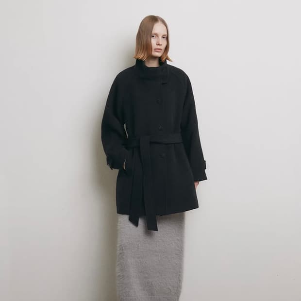 새상품) 로우타이드 하이넥 하프코트 s