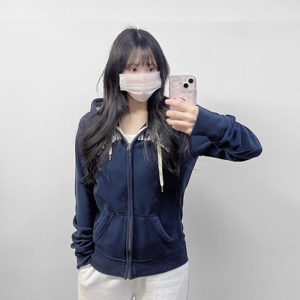 아베크롬비 아치 로고 후드집업 네이비