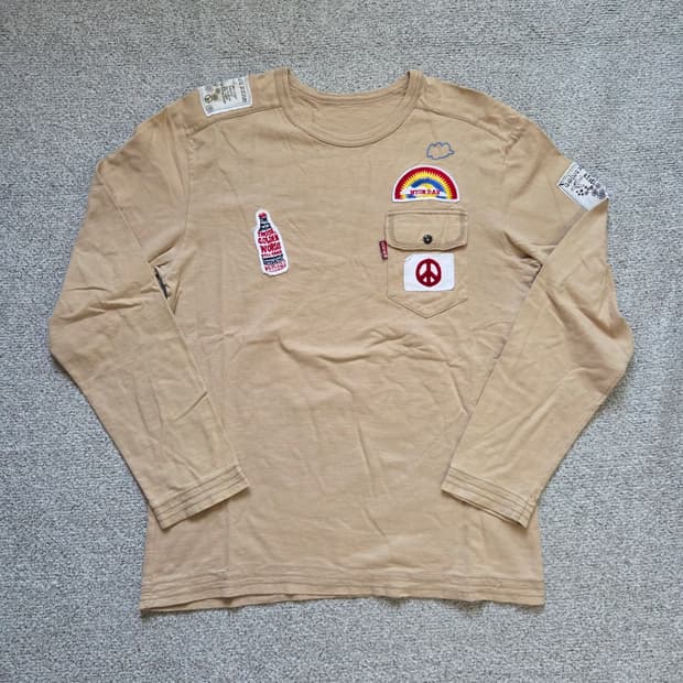 Peace Core 빈티지 패치 긴팔 티셔츠 L(100)