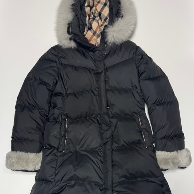 여성 닥스 22년도 구스다운 폭스퍼 후드 롱 패딩 165