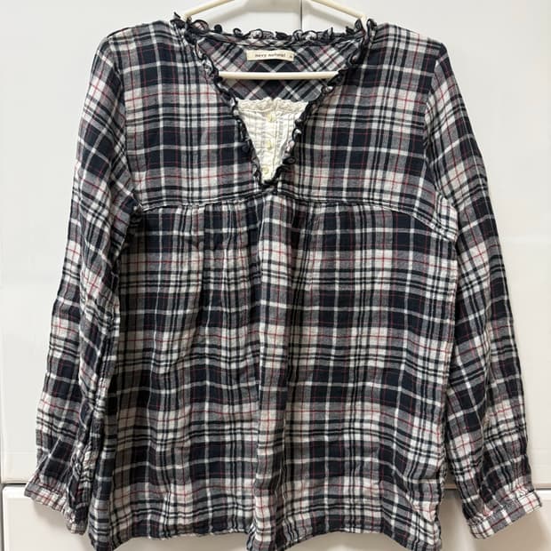 카메 빈티지 모리걸 체크 블라우스 모리노가토 카라하나 갸루 아오이 유우