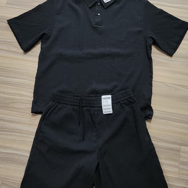 행텐반팔반바지셋업세트다크그레이