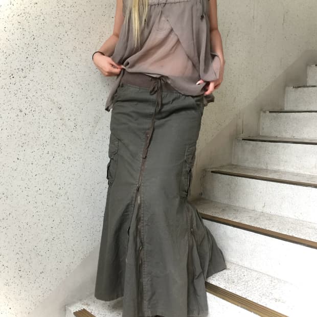 고아 goa 카키 롱 스커트