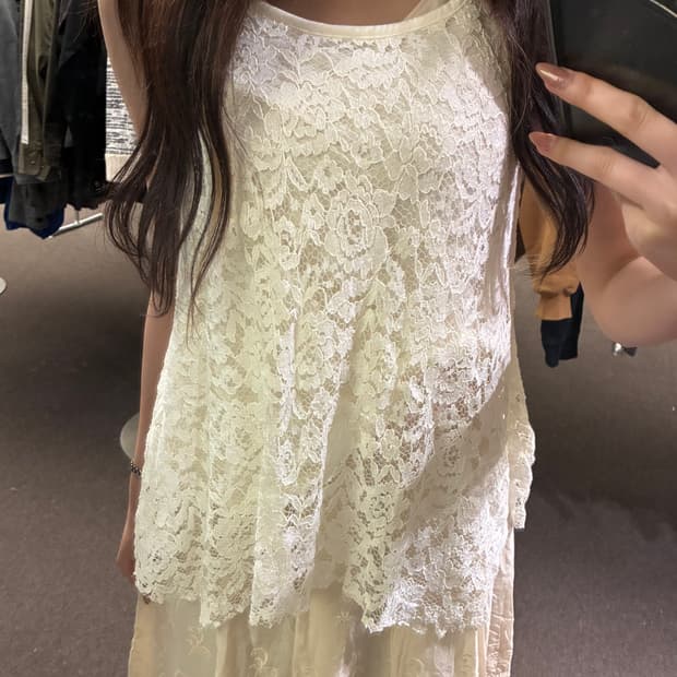 M)Ingni 빈티지 여성 꽃 레이스 나시