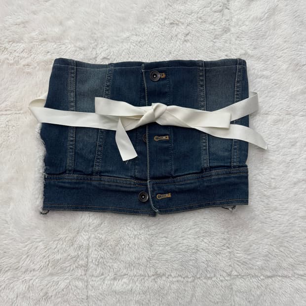 더미스테리어스호텔 리워크 데님 튜브탑