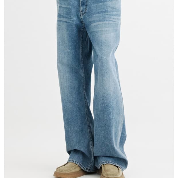 솔리드옴므 블루 와이드 플레어 데님 팬츠 청바지