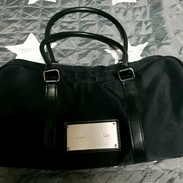 마뗑킴 나일론 은장 스포티 도트 숄더백 블랙