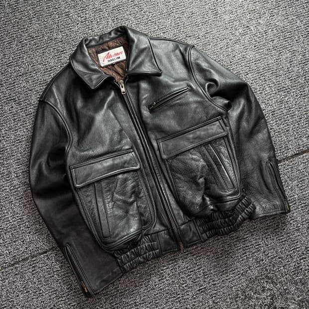 Advance 아카이브 블랙 램스킨 A-2 레더 자켓 2940