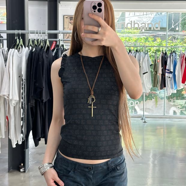 히스테릭글래머 HS 오팔글리터 풀로고 프릴 슬리브리스