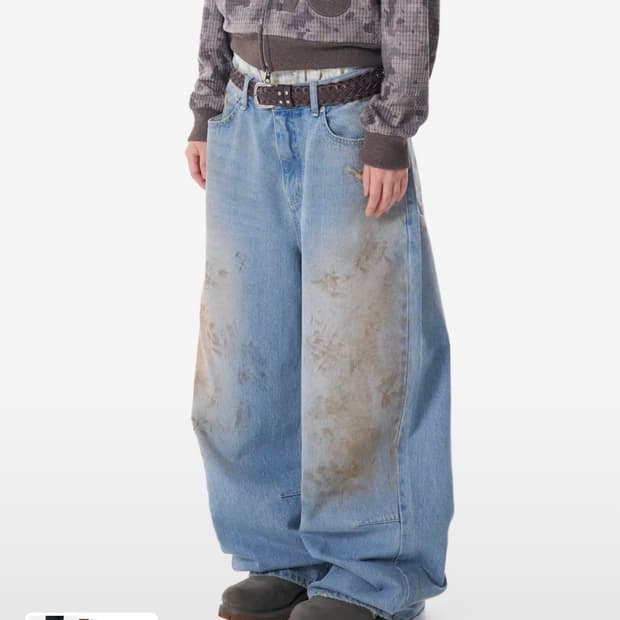 아캄 Dirty Washed Denim Pants