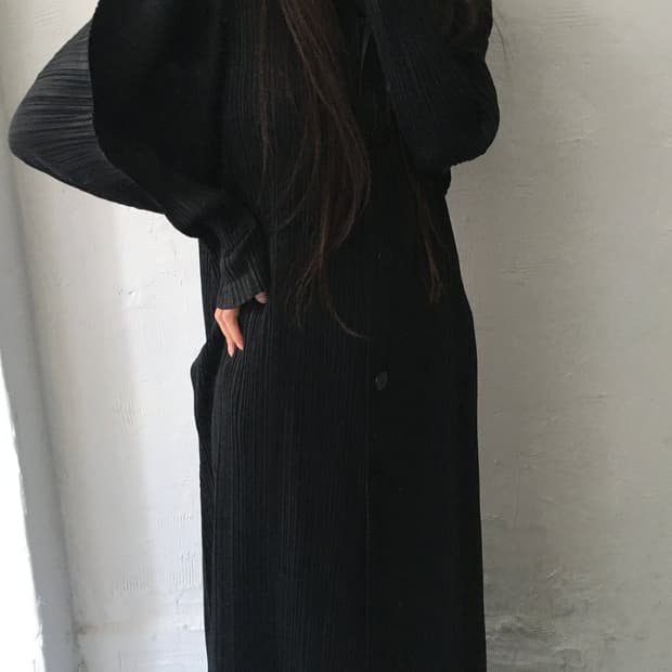 PLEATS PLEASE 플리츠플리즈 블랙 롱 코트
