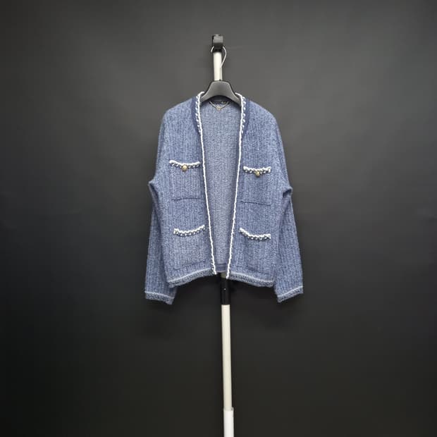 새 지컷 춘추 겨울간절기 트위드직조 가디건자켓 F 44-77