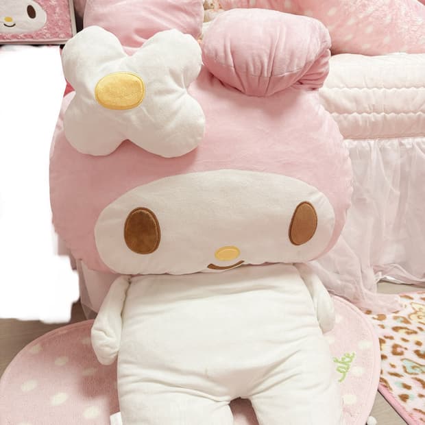 마이멜로디 빅쿠션 로즈보아 쿠션 방꾸템 핀터깔 히메갸루 라떼갸루 리드리사
