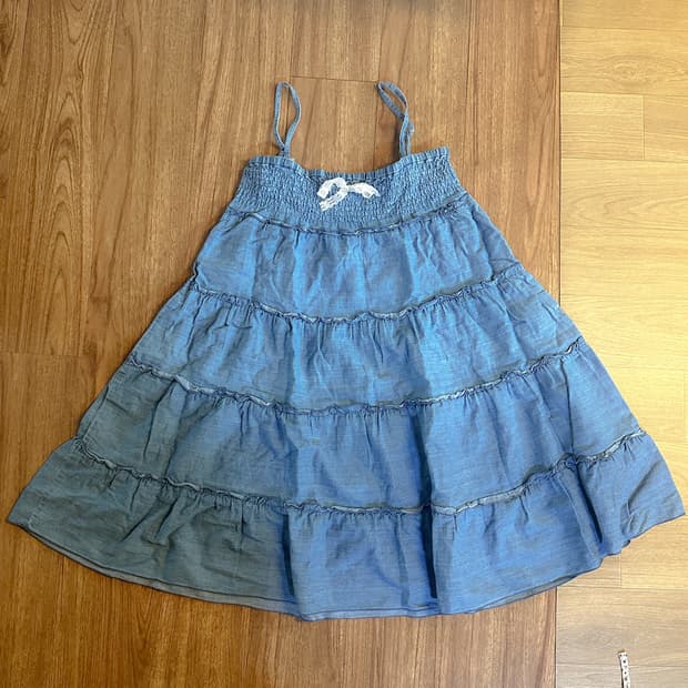 빈티지 리본 캉캉 청 원피스 히메갸루 로걀 라떼 모리걸 하구미 아오이유우