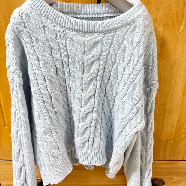 빈티지 소라색 꽈배기 니트 스웨터 