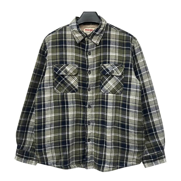 랭글러 카키 체크 웨스턴 플리스 셔츠 자켓 M