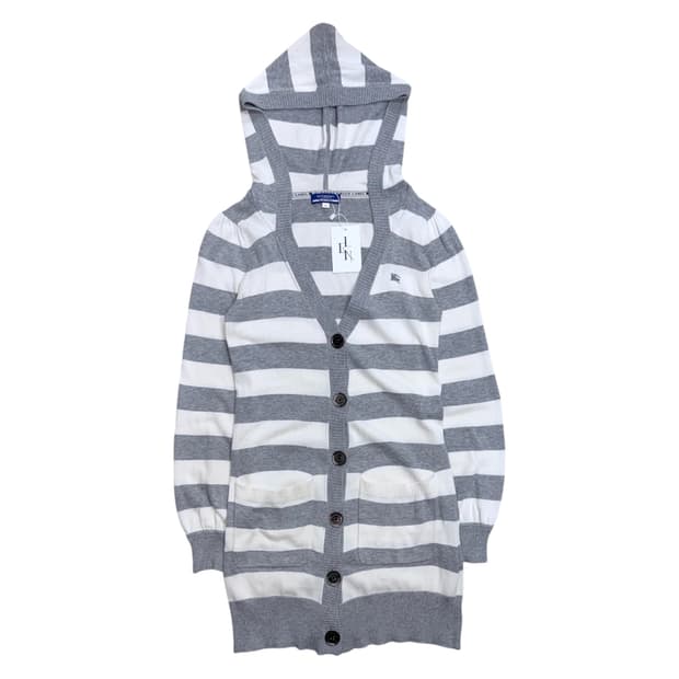 버버리 블루레이블 후드 스트라이프 가디건