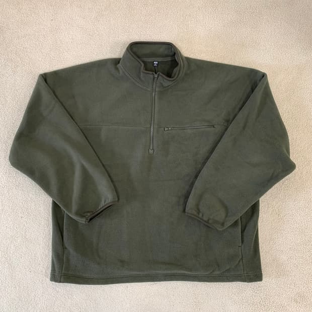 유니클로 후리스 하프집업 오버사이즈 풀오버(XL/올리브)신칠라 플리스