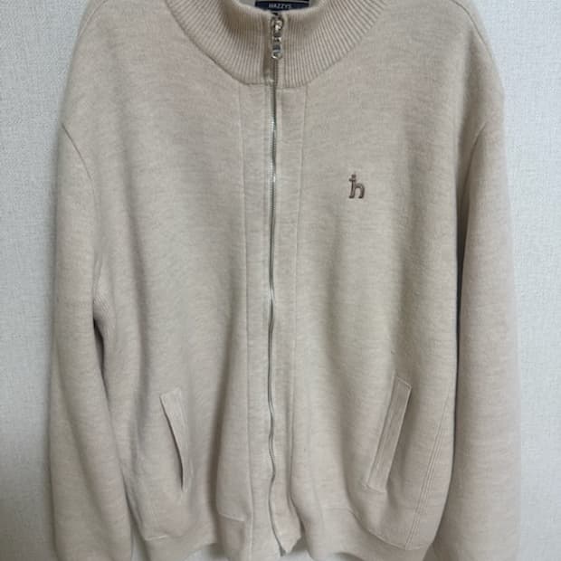 헤지스 퍼피자수 울 집업가디건