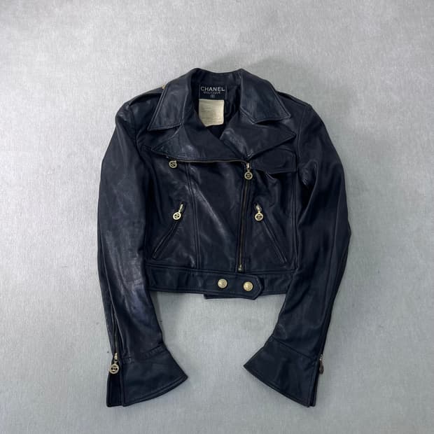 W 90 샤넬 부티크 90s 램스킨 가죽 자켓