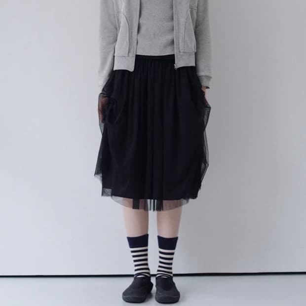 오헤시오 스커트 SHEER DRAPE BANDING SKIRT