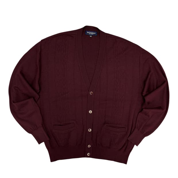 입생로랑 버건디 울 금장 가디건(105)