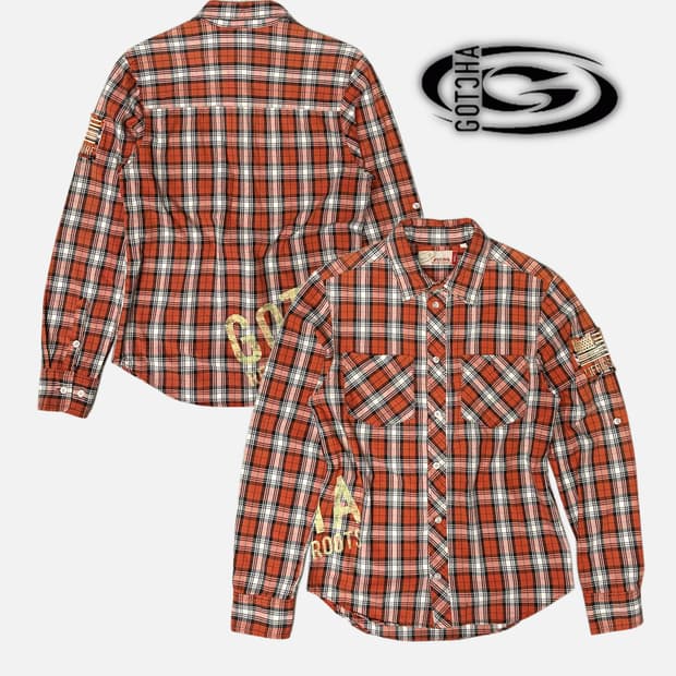 patch printing orenge check shirt