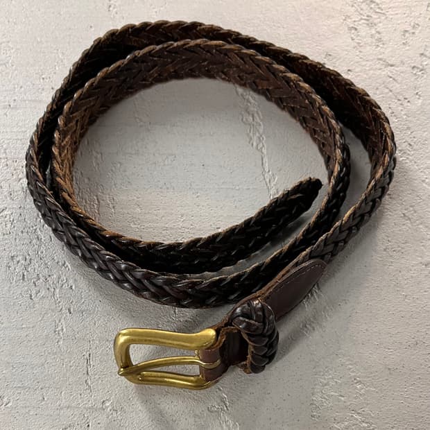 코치 브라운 가죽 꽈배기 벨트 34/85