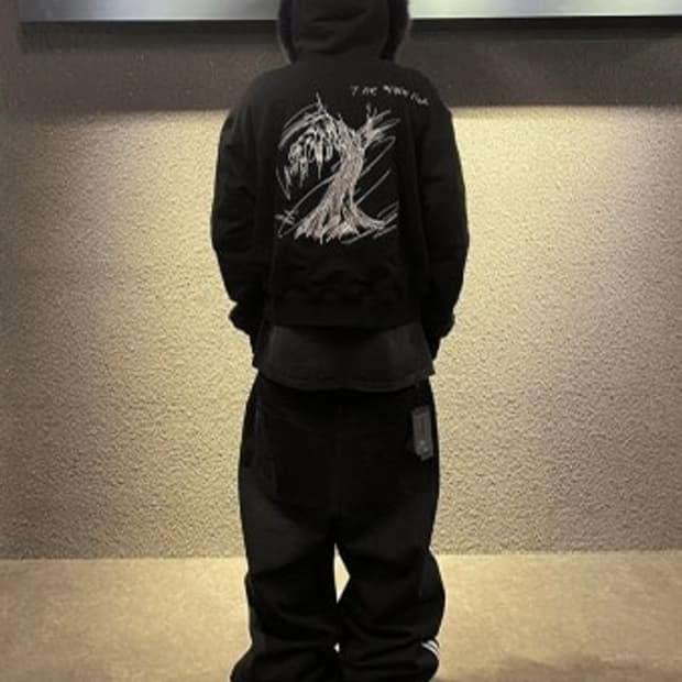 언더마이카 폭스 퍼 엠보로이드 후드 집업 블랙