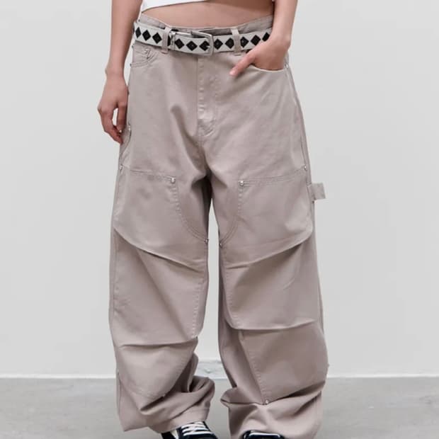 9999아카이브 JEWELRY REVET DOUBLE KNEE PANTS