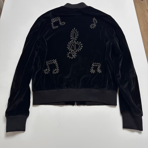 생로랑 16fw 뮤직노트 벨벳 블루종 자켓