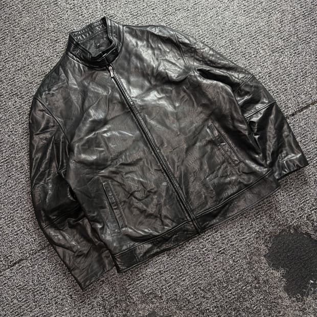 빈티지 아카이브 양가죽 램스킨 레더 집업 자켓 블랙 4086